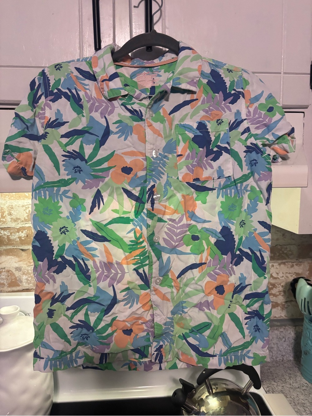 Boys Short-Sleeve Floral Button-Up Shirt - Multi